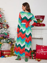 Surplice Neck Long Sleeve Tie Waist Dress